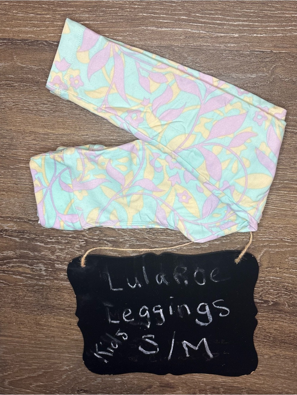 LuLaRoe Pastel Floral Kids Leggings - Mint, Yellow & Lilac